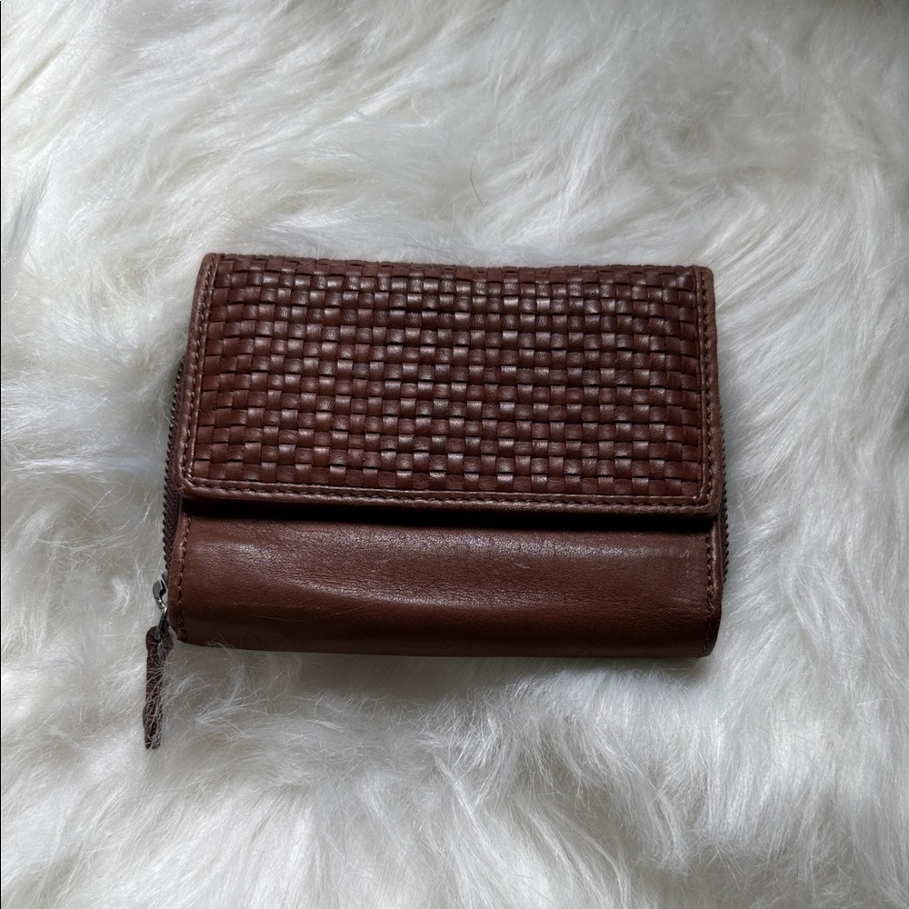 Faux Leather Woven Wallet
